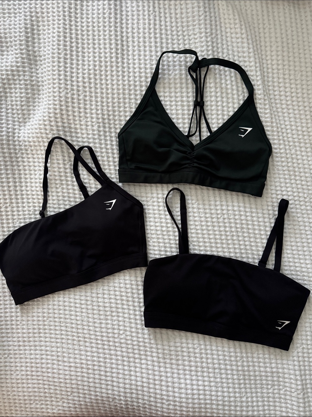 Gymshark Black Triangle & Bralette Set - Black & dark green